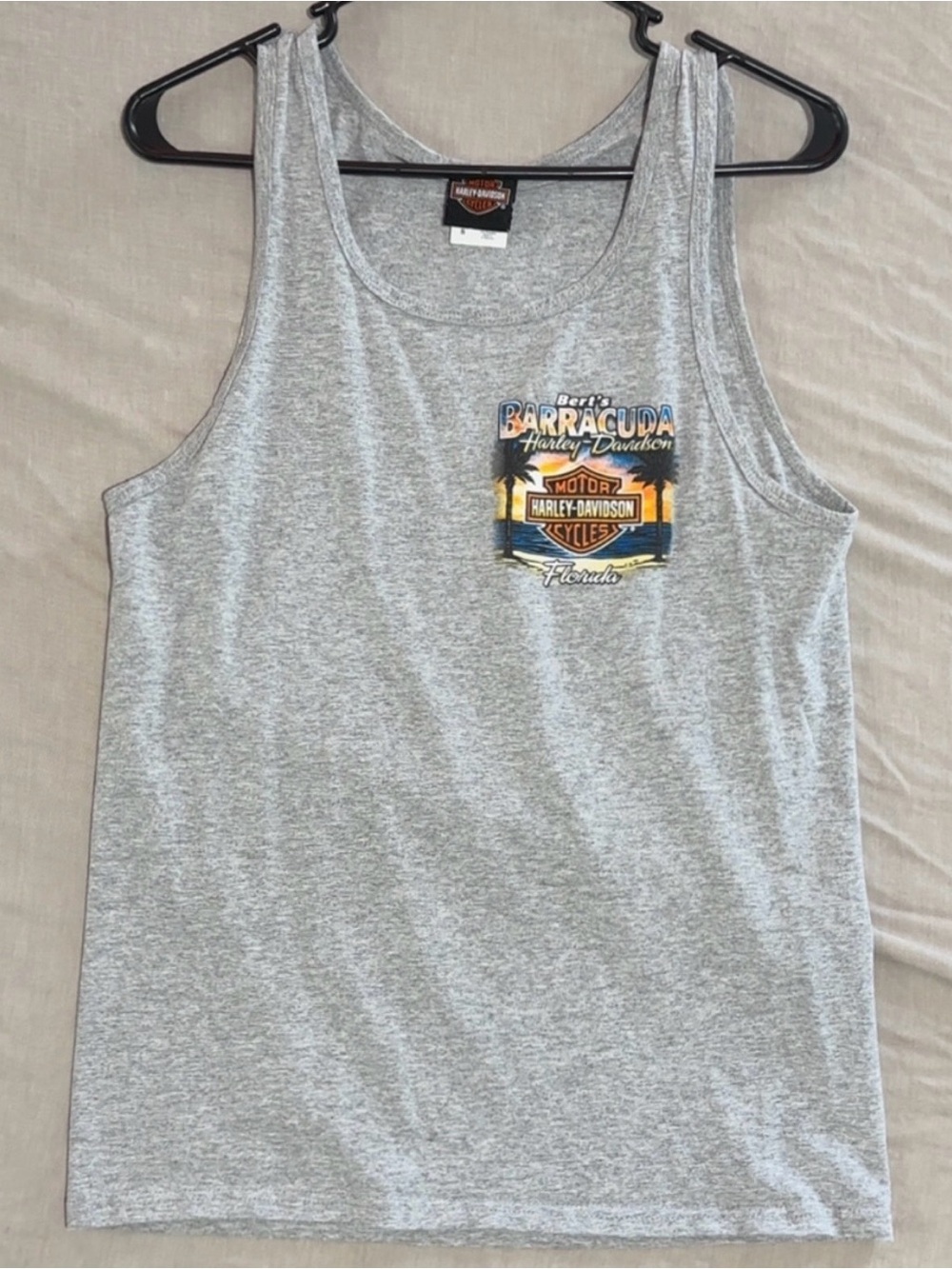 Harley-Davidson Light Gray Tank Top with Multicolor Pocket Logo